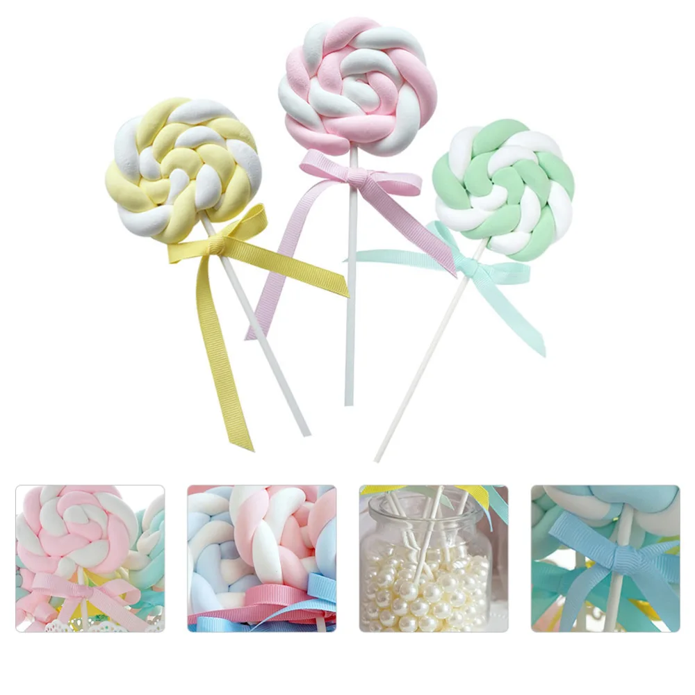 3Pcs Showcase Lollipop Cake Decor Lollipop Shaped Photo Props (Mixed Color)