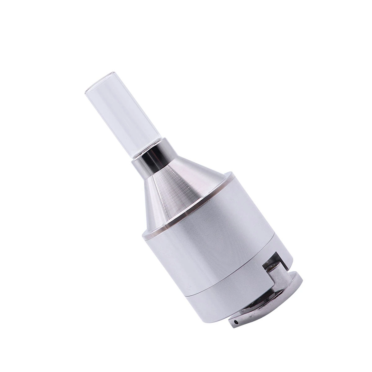 Metal Powder Grinder Hand Mill Funnel with Snuff Glass Bottle 4.4x10.7CM