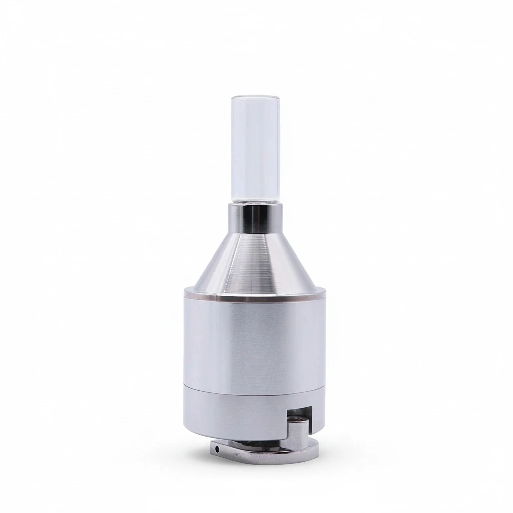 Metal Powder Grinder Hand Mill Funnel with Snuff Glass Bottle 4.4x10.7CM
