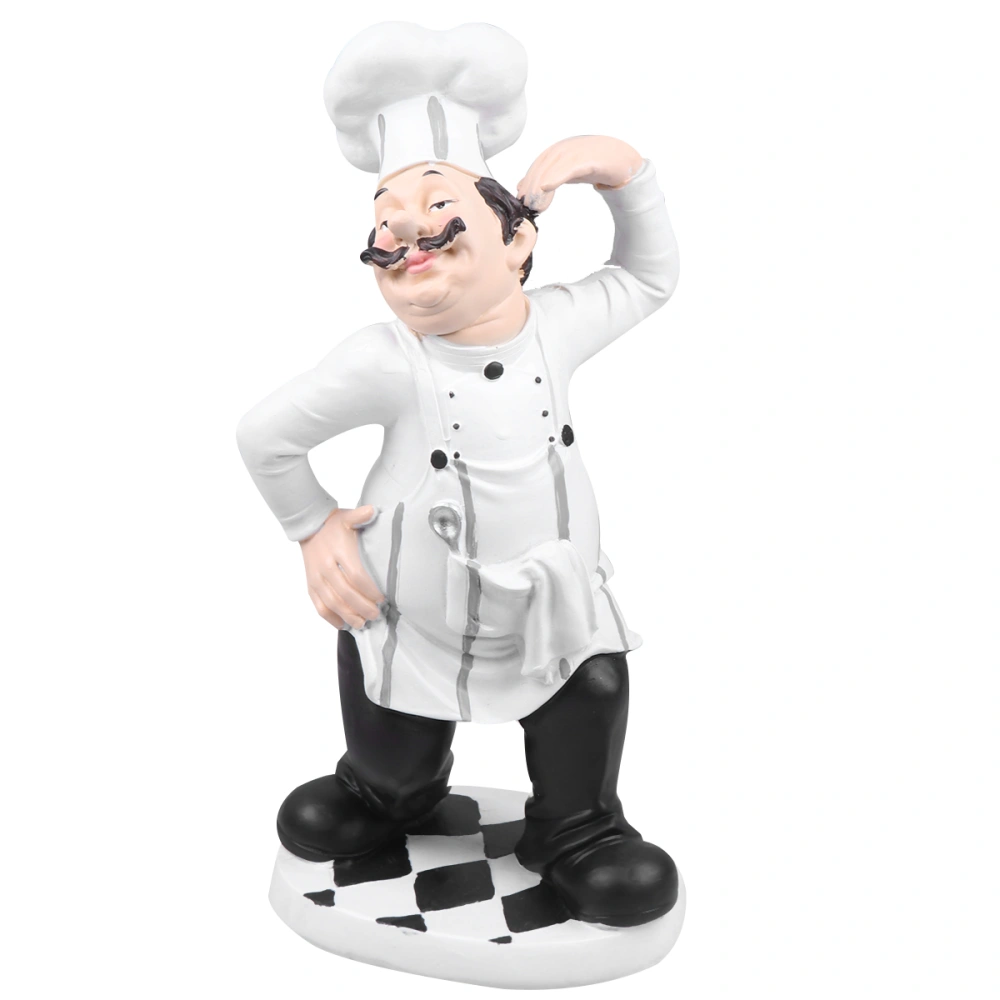 1pc European Style Chef Model Mini Cook Statue Resin Figurine for Restaurant Cafe Cake Shop Decoration (Waving Chef)