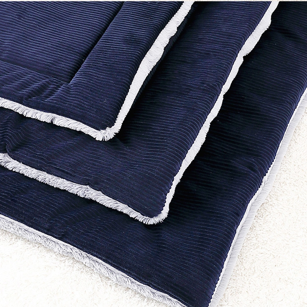 Reversible Plush Dog Mat Cushion Warm Sofa Protector Floor Mattress Pet House Two Sides Use Pet Mat - Size S (Navy Blue)