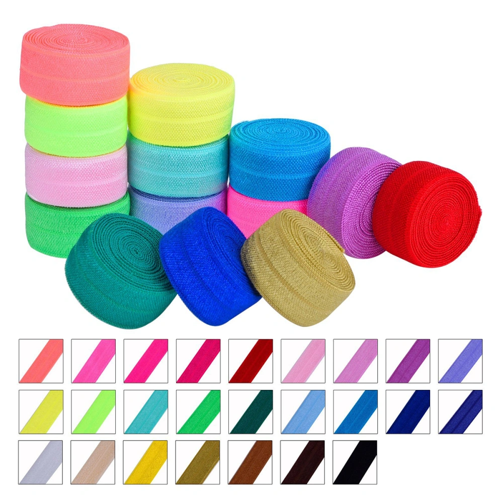 25pcs 1M Elastic Stretch Foldover Elastics Hair Ties Headbands (Random Color)