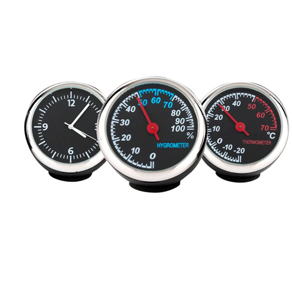 Automobile Electronic Clock Luminous Mechanical Clock Thermometer Hygrometer Steel Core Pointer for Car (Clock and Hygrometer and Thermometer)