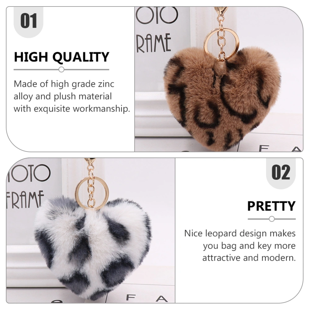 3 Pcs Key Pendants Heart Shape Pendants Leopard Hanging Key Rings (Random Color)