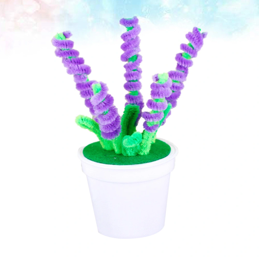 4pcs Kindergarten Handmade Small Potted Plant Kit DIY Flower Material Educational Toy (Lavender)