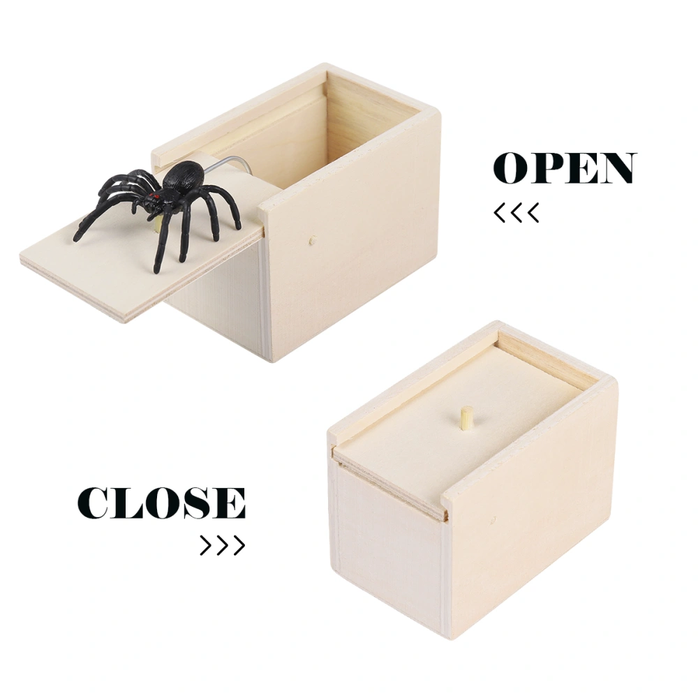 Toyvian Give You a Surprise Prank Scared Wooden Box Tricky Toy Funny Toy Novelty Joke Spider Toys for Adult Children Kids (White Board, Spider)