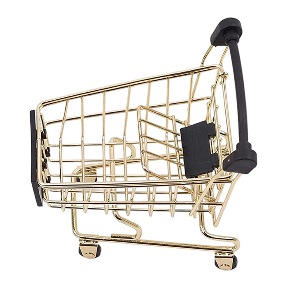 1PC Mini Golden Trolley Shape Storage Basket Household Office Storage Basket