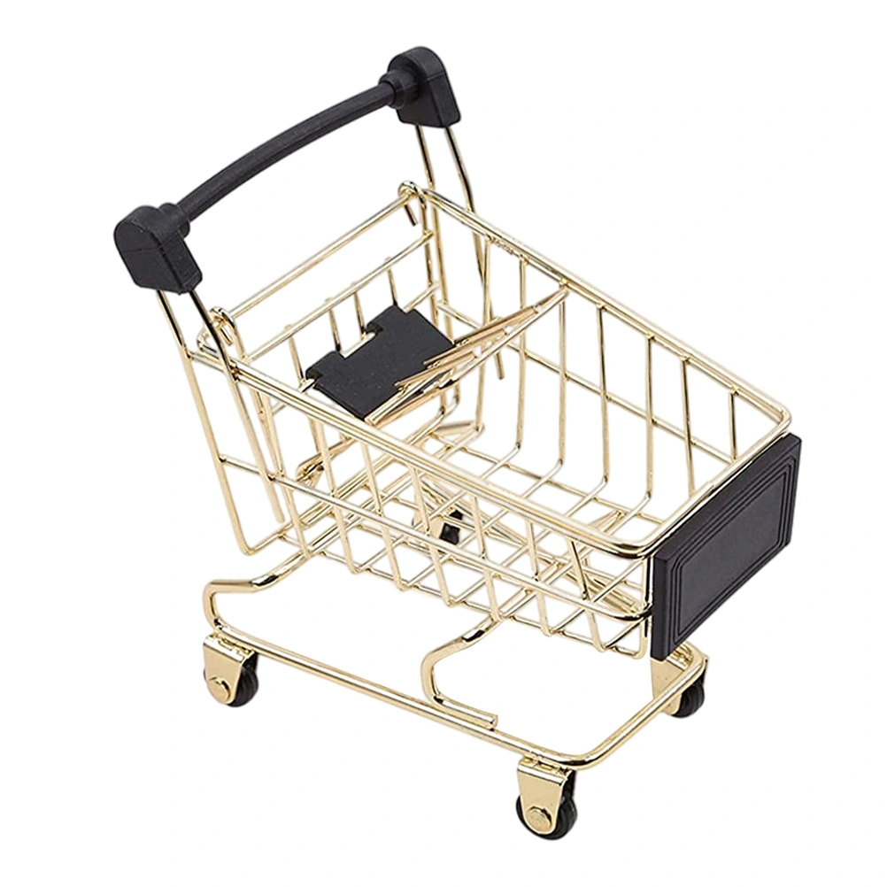 1PC Mini Golden Trolley Shape Storage Basket Household Office Storage Basket
