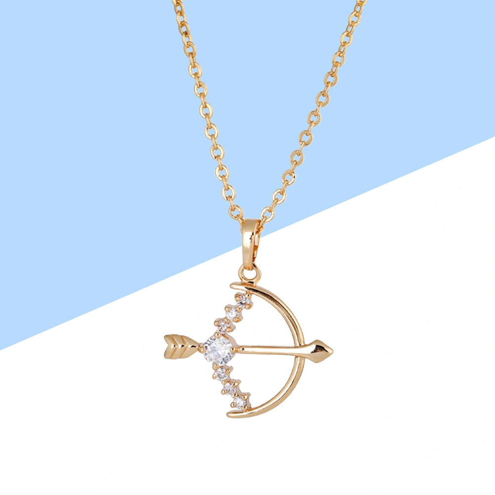 Women Necklace Stylish Bow and Arrow Shape Zincons Hollow out Necklace (Golden)