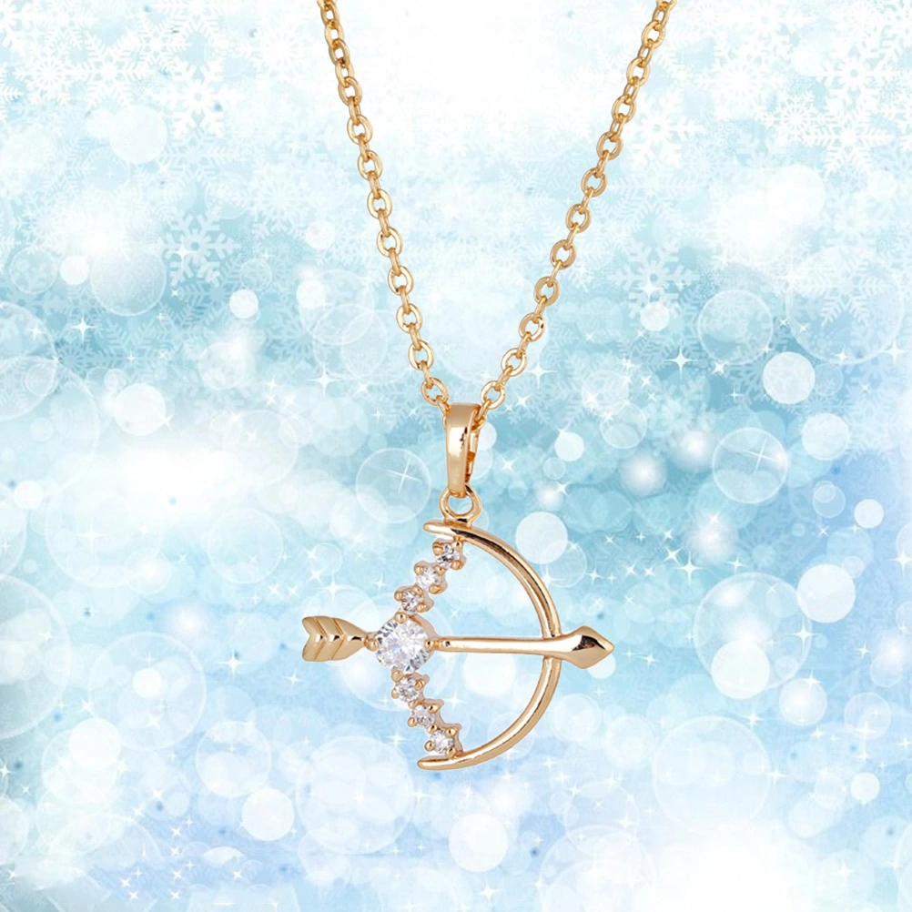 Women Necklace Stylish Bow and Arrow Shape Zincons Hollow out Necklace (Golden)