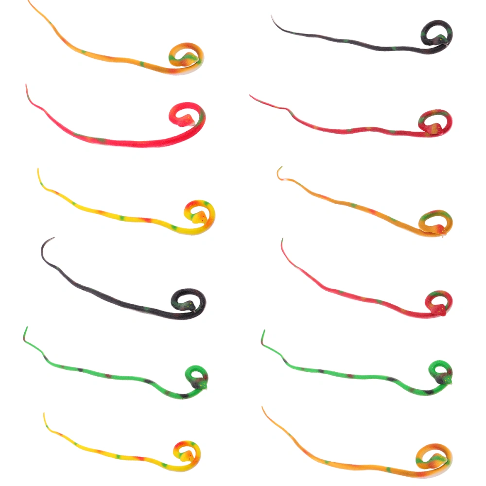 12Pcs Simulation Cobra Rubber Snakes Funny Toys Animal Model for Kids Toys Colorful (Random Styles Cobra)