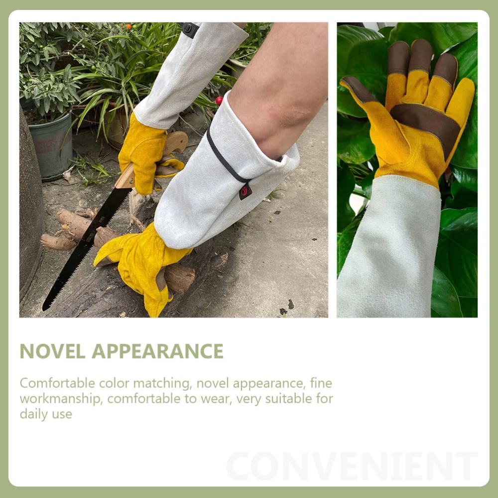 1 Pair Of Long Gardening Gloves Thorn Proof Cactus Gloves Leather Planting Gauntlet Gloves