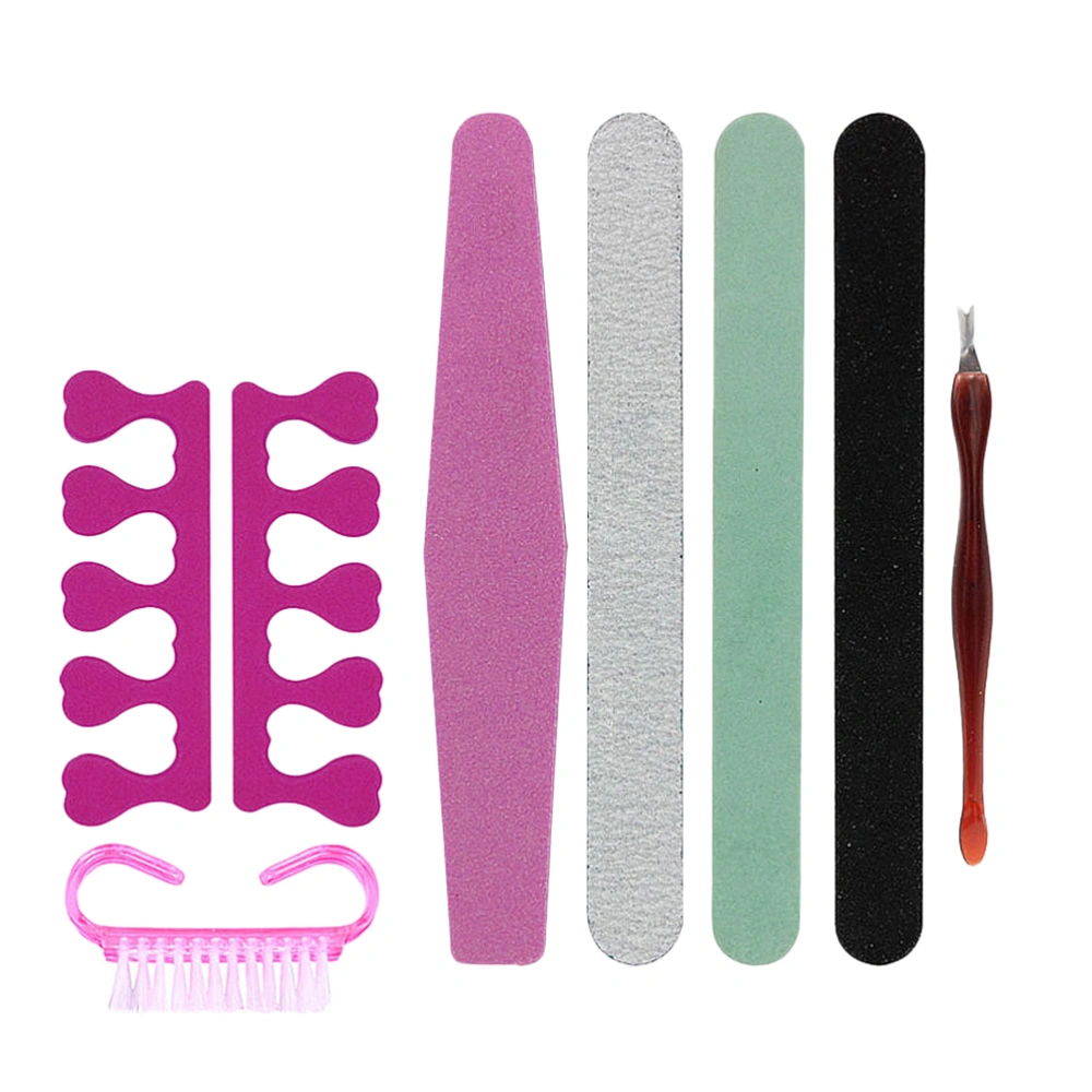 7pcs Nail Art Tools Set Portable Nail Polishing Kit Nail Files Cuticle Fork Manicure Tools