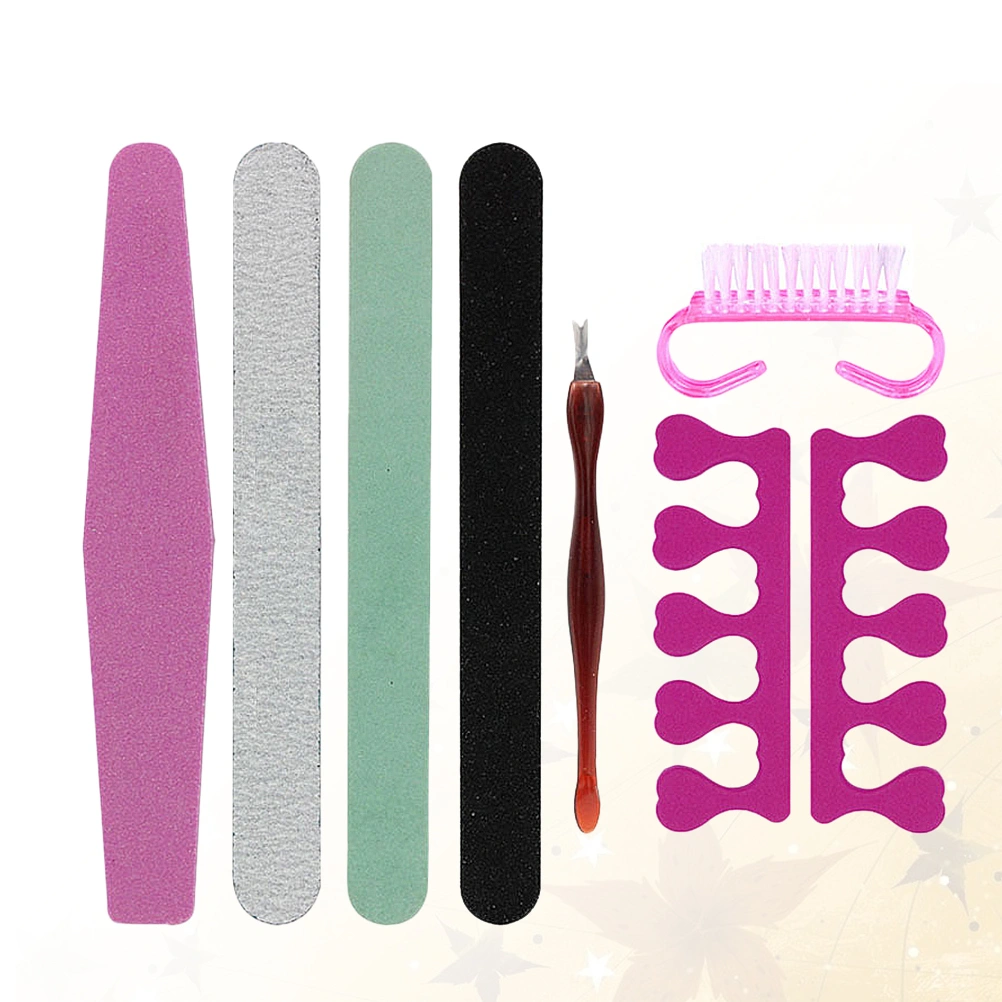 7pcs Nail Art Tools Set Portable Nail Polishing Kit Nail Files Cuticle Fork Manicure Tools