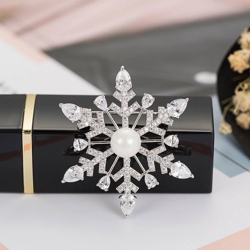 Brooch Stylish Delicate Lovely Hat Brooch Zircon Pearl Snowflake Hot Pin Decorative Broche for Female Girl