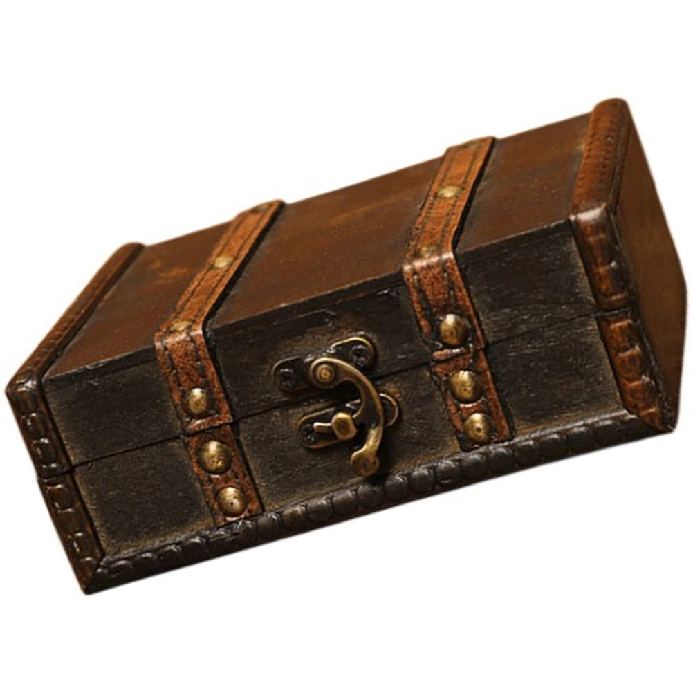 Antique Wooden Jewelry Trinket Box Portable Jewelry Case Decorative Sundries Storage Box
