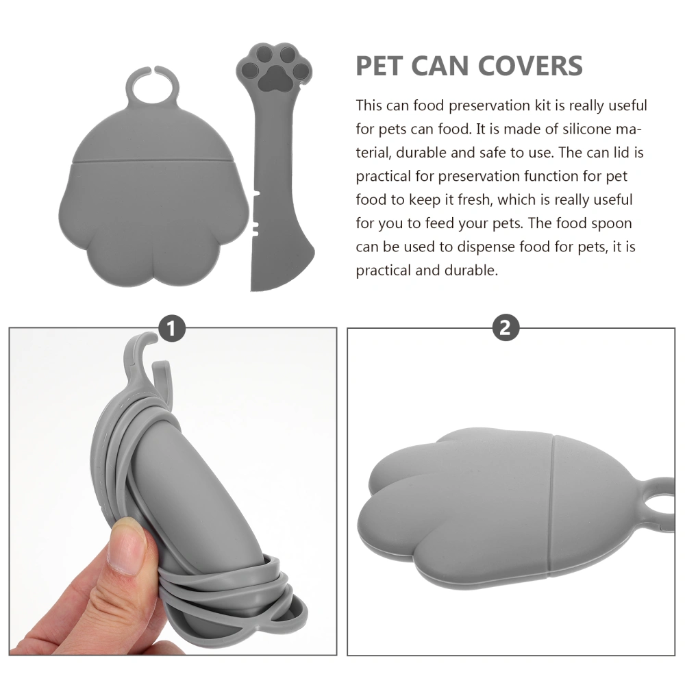 1 Set of Pet Food Can Spoon Lid Kit Pet Food Can Protective Cover with Spoon