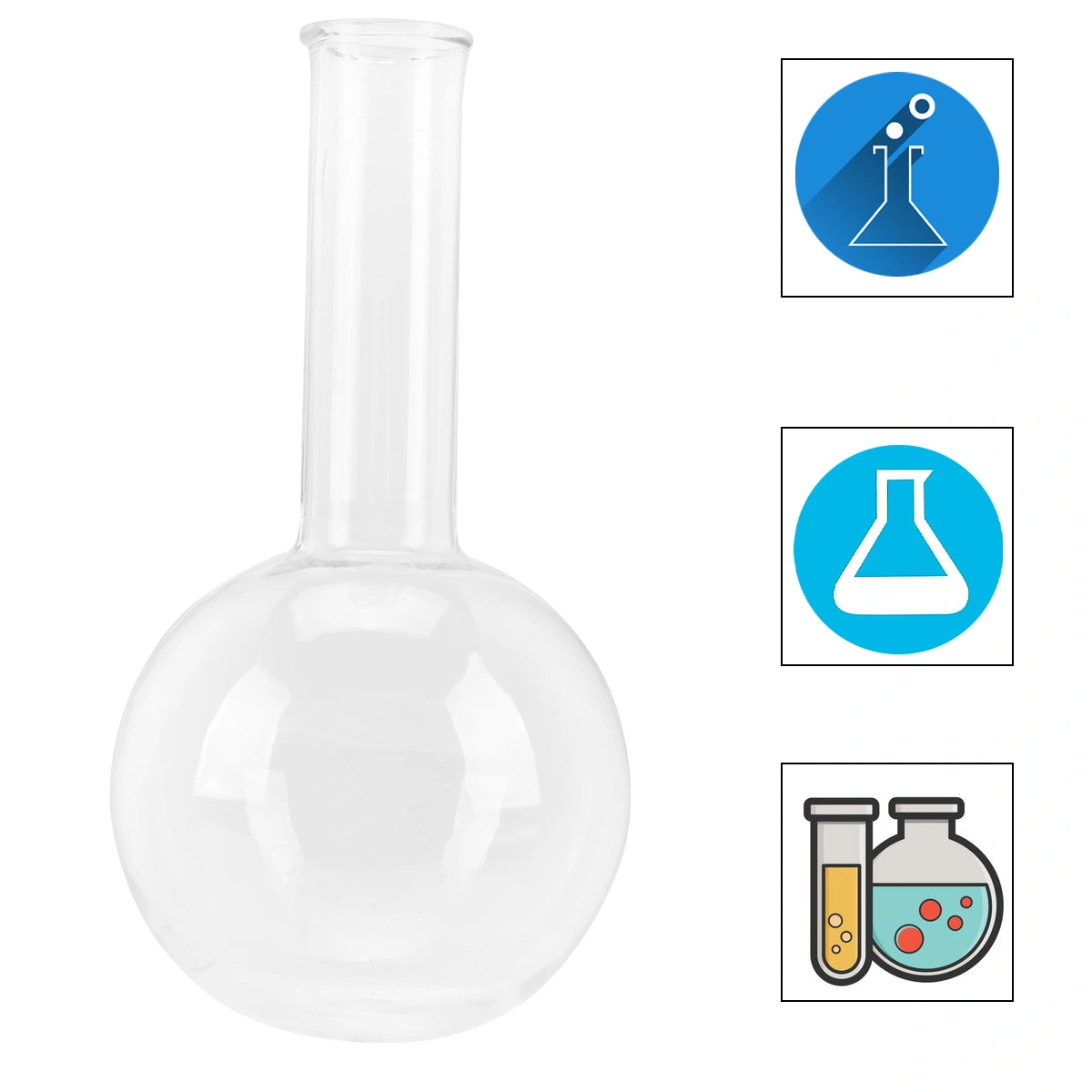1pc Boiling Flask Round-Bottom Flask Clear Glass Flask for Experiment Glass Flask