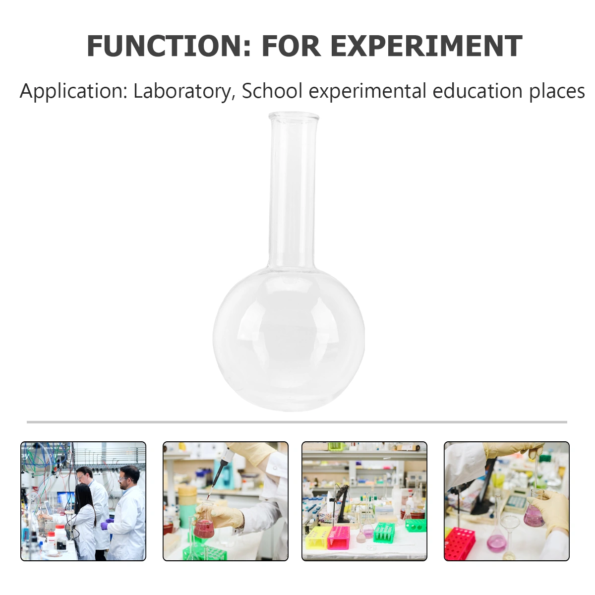 1pc Boiling Flask Round-Bottom Flask Clear Glass Flask for Experiment Glass Flask