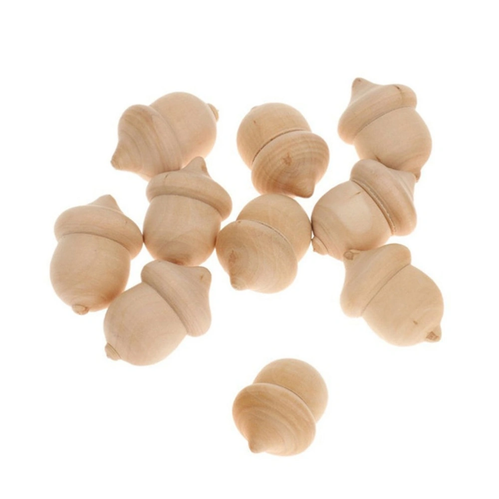 10pcs Wooden Acorns Unfinished Doll DIY Crafts Wooden Peg Doll Home Decoration Ornament (134520)