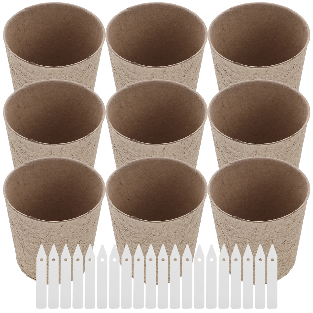 30pcs Pulp Pot Plant Starters Herb Nursery Cup Kit Organic Biodegradable Eco-Friendly Cultivation Cup for Garden with 10pcs Plant Label (10x10x10cm)