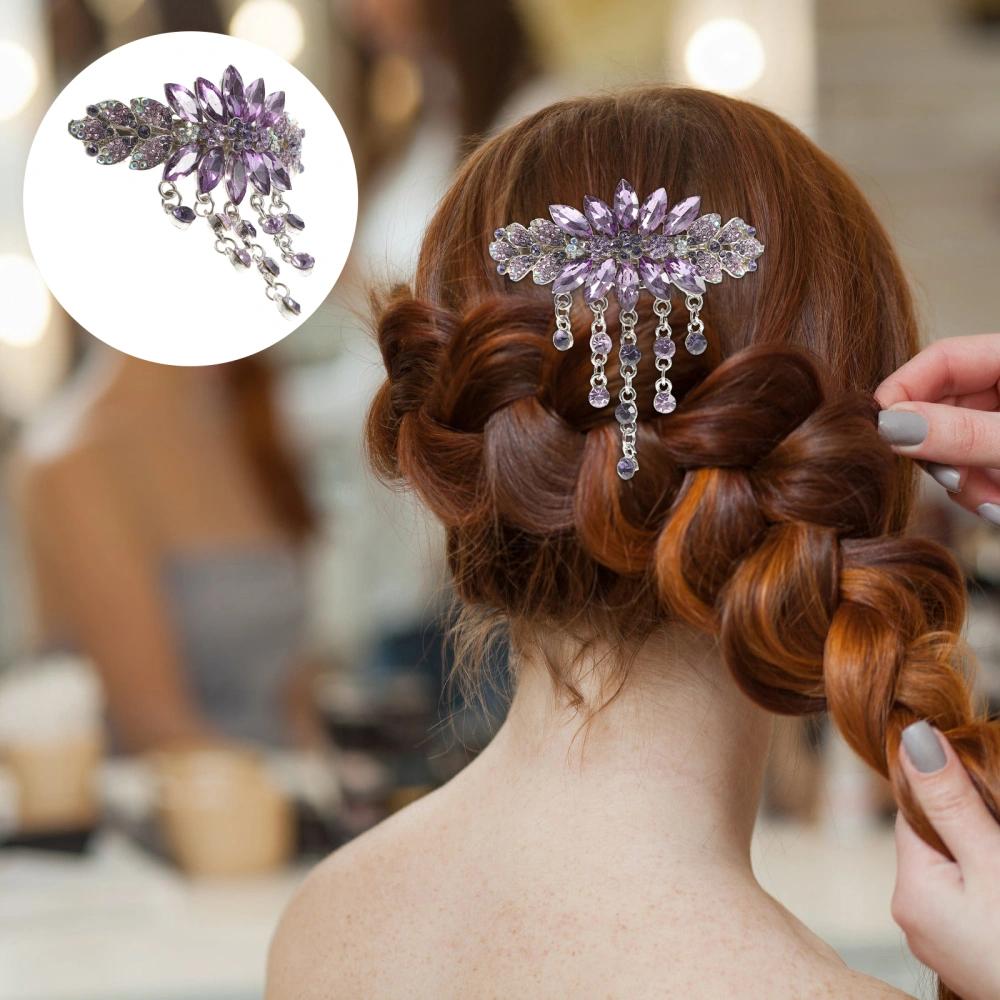 Wedding Hair Clip Rhinestone Flower Hairpin Spring Barrette Bridal Hair Grip