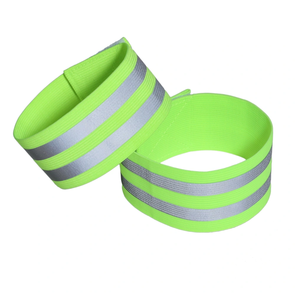 A Pair of Reflective Elastic Band High Visibility and Safety Strap Armband Sports Accessories for Jogging Cycling Walking(Green)