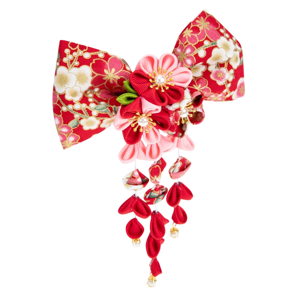 Japanese-style Barrette Unique Flower Hair Clip Hair Ornament with Tassel