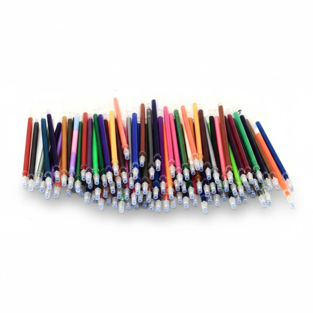 100 Random Colors 0.7mm Gel Ink Pen Refills Neon Glitter Metallic Pastel for Coloring Books Crafting Doodling Scrapbooking Drawing and Acid-Free