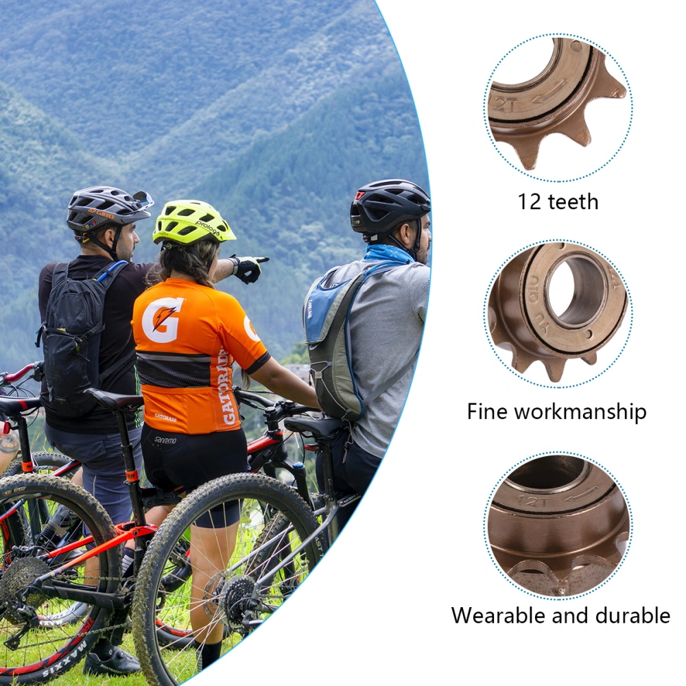 Steel Inner Diameter 34MM 12 Tooth Flywheels 12T Large Hole Flywheel 12 Tooth Freewheel Accessories (Brown)