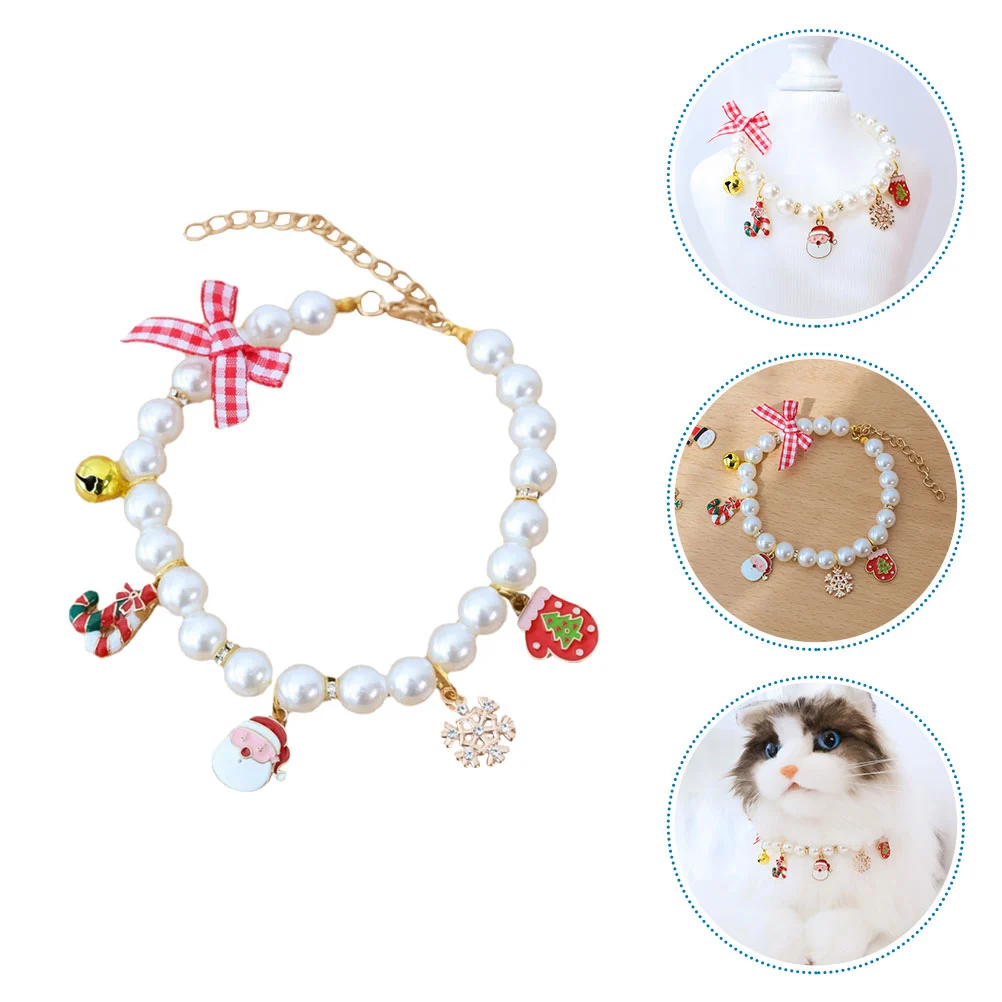 Decorative Dog Collar Wear-resistant Kitten Collar Pearl Puppy Collar Cat Accessory