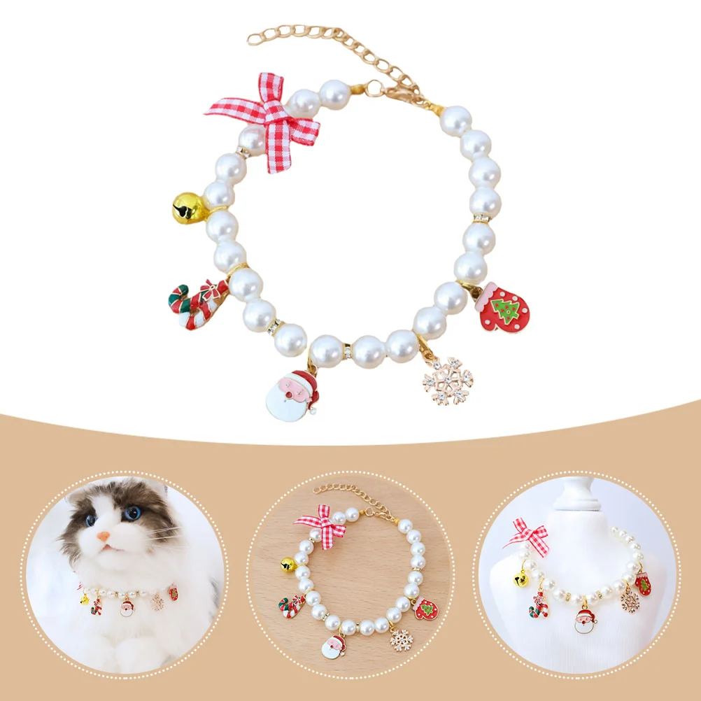 Decorative Dog Collar Wear-resistant Kitten Collar Pearl Puppy Collar Cat Accessory