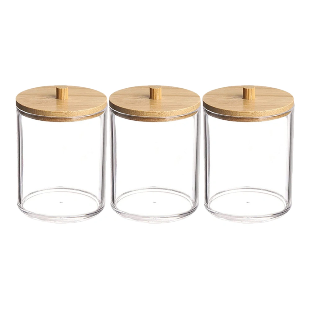 3pcs Apothecary Jars Cotton Swab Holder Cosmetics Cotton Ball Storage Organizer