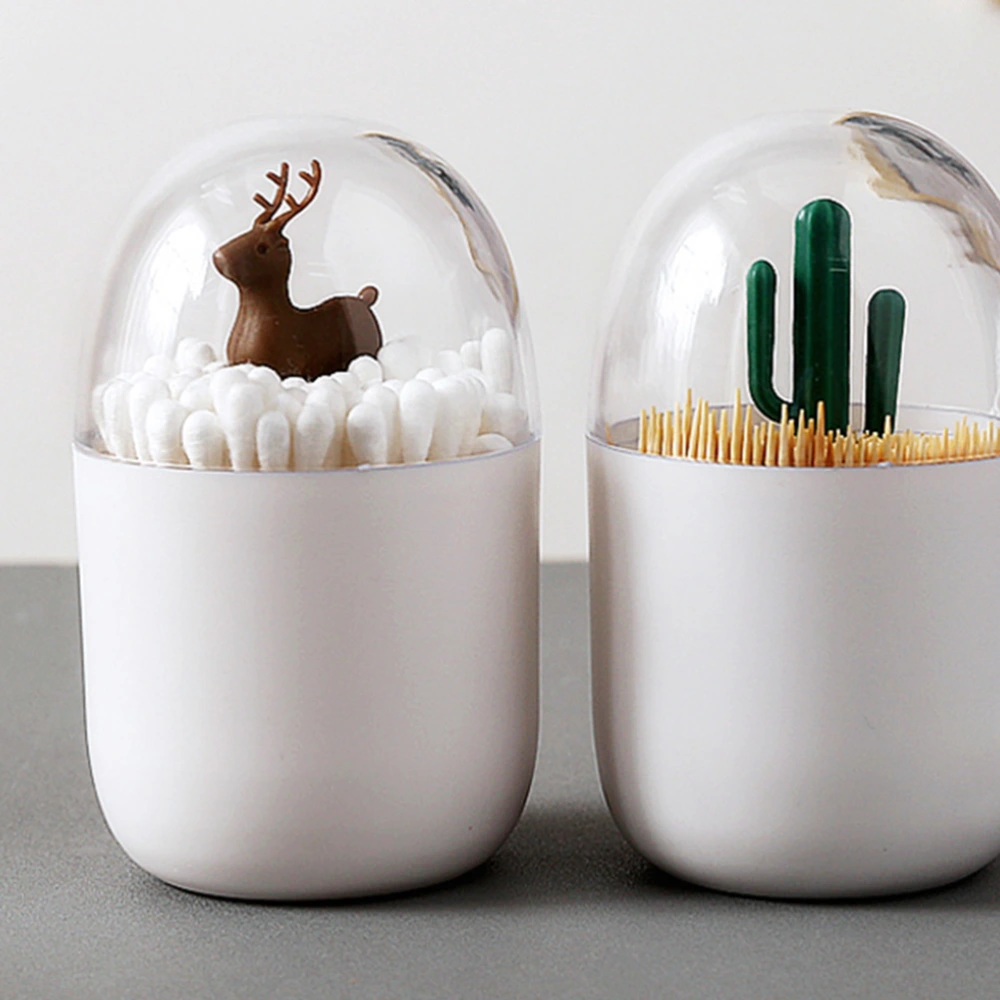 2 Pcs Animal and Plant Modeling Storage Tank Toothpick Storage Box Cotton Container Swab Box Toothpick Holder For Storage White