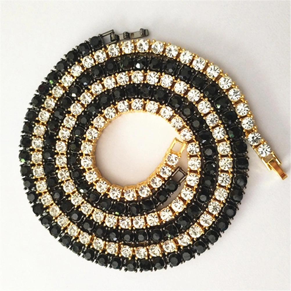 1 Row 75cm Crystal Bling Necklace Rhinestones Hiphop Style Chains Necklaces (Gold)
