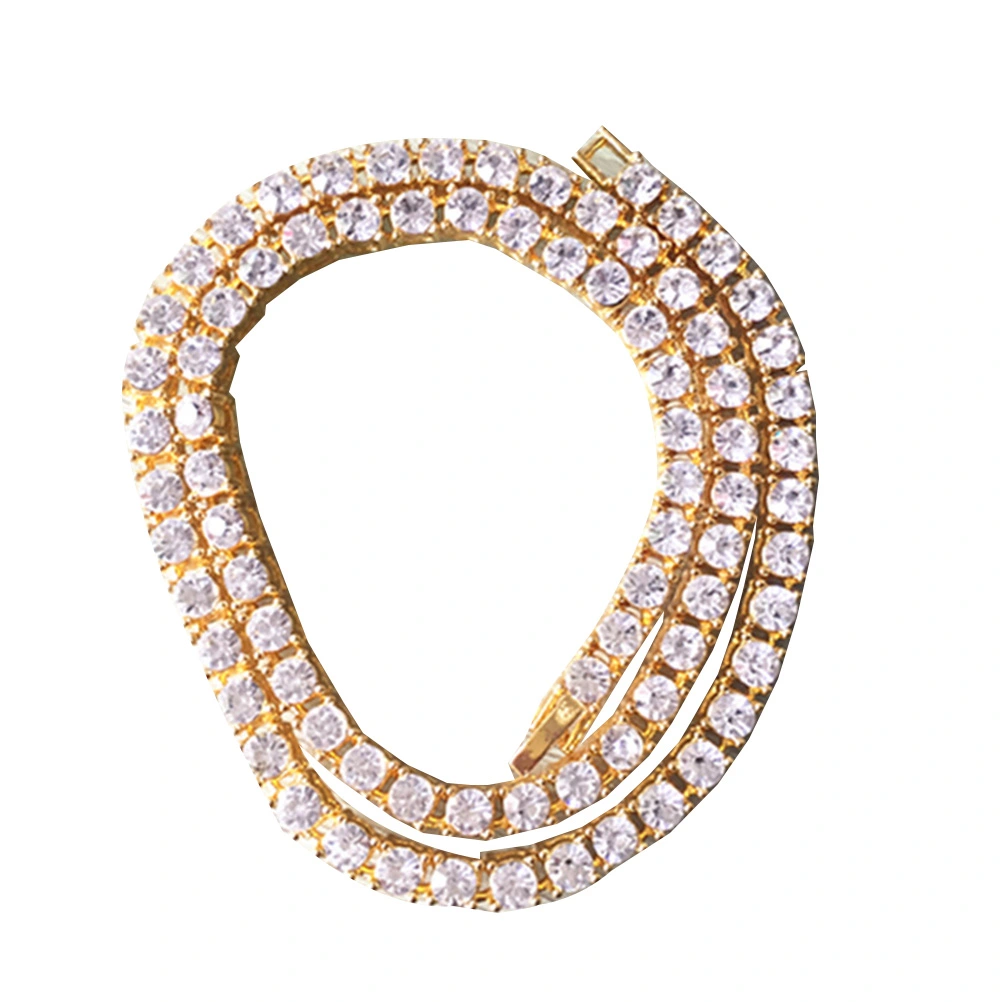 1 Row 75cm Crystal Bling Necklace Rhinestones Hiphop Style Chains Necklaces (Gold)
