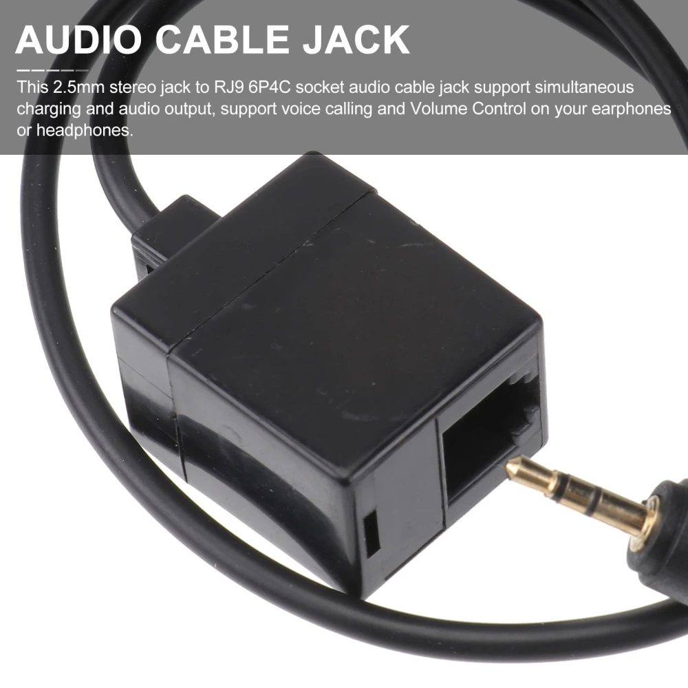 2.5MM Stereo Jack To RJ9 6P4C Socket Audio Cable Jack Converter Headphone Audio Cable Adapter Corrosion Resistance Connector Black