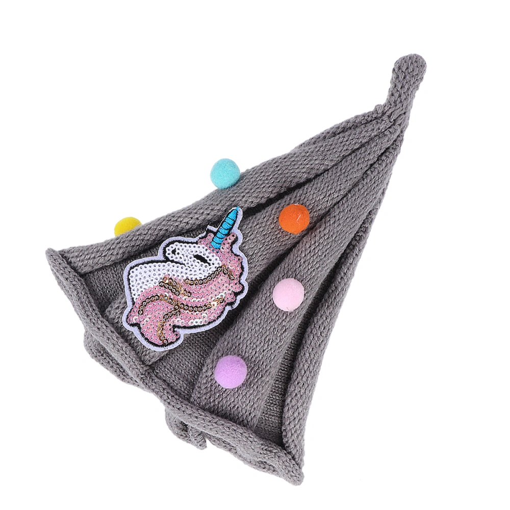 1Pc Adorable Woolen Hat Unicorn Pattern Pointy Hat Winter Hat Kids