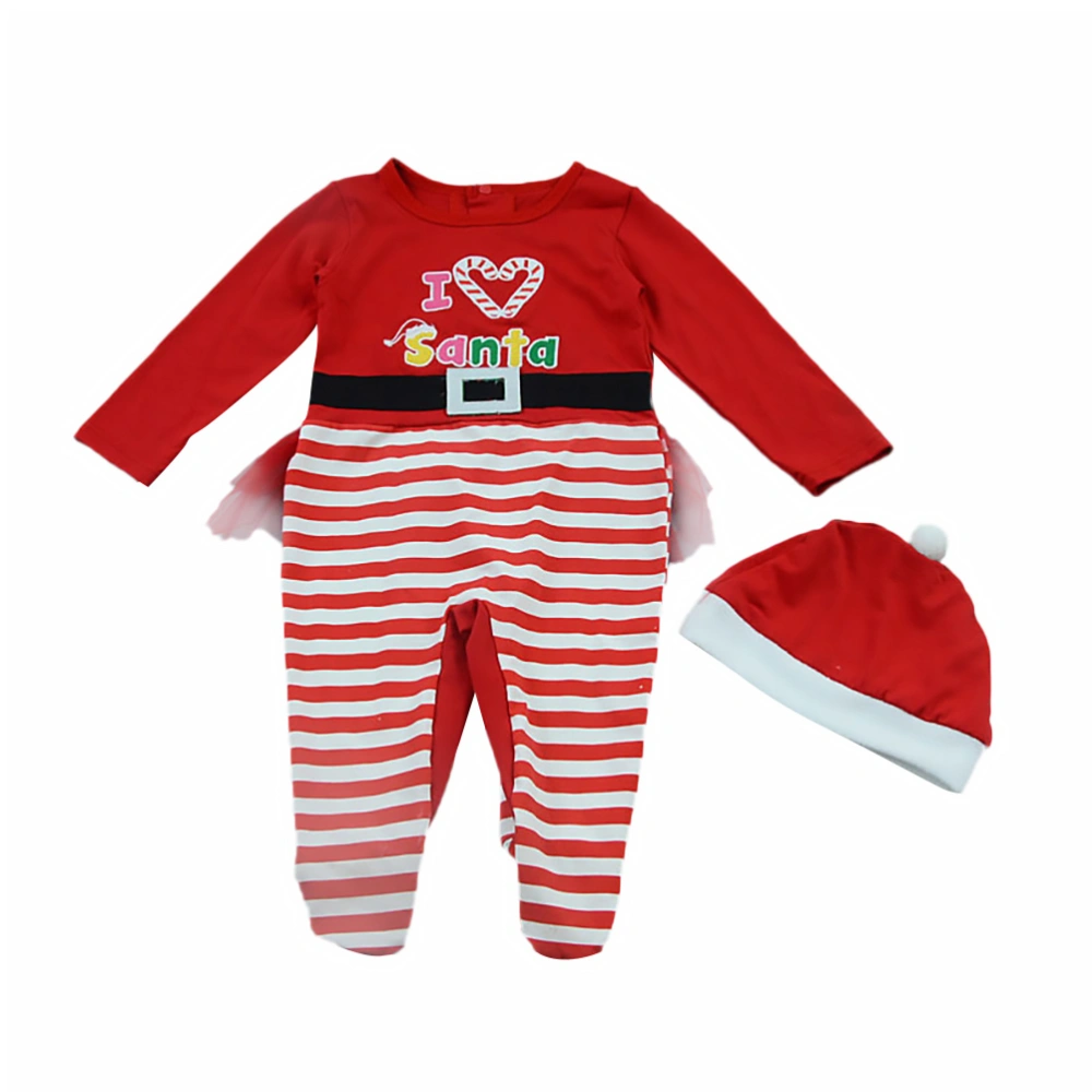 Christmas Toddler Romper Striped Long Sleeve Baby Jumpsuit for Baby of 90CM