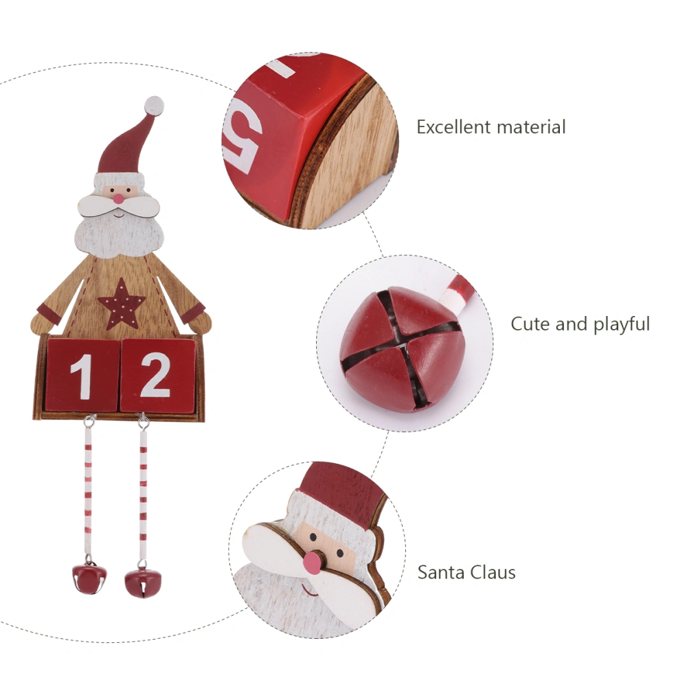 1Pc Christmas Decor Calendar Adornment Desktop Adornment Wood Ornament