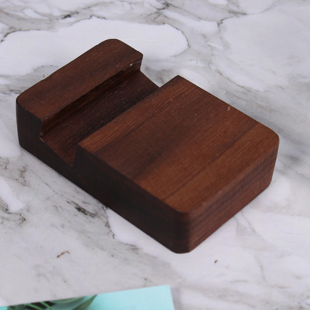 Creative Mobile Phone Stand Universal Desktop Phone Bracket Wooden Phone Stand Portable Smartphone Holder (Dark Color)