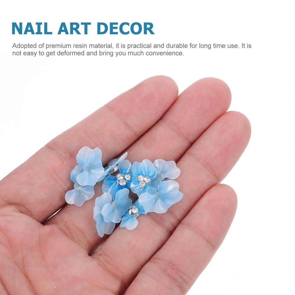 10Pcs Nail Art Rhinestones Flower Resin Flower Decal Nail Art DIY Accessories