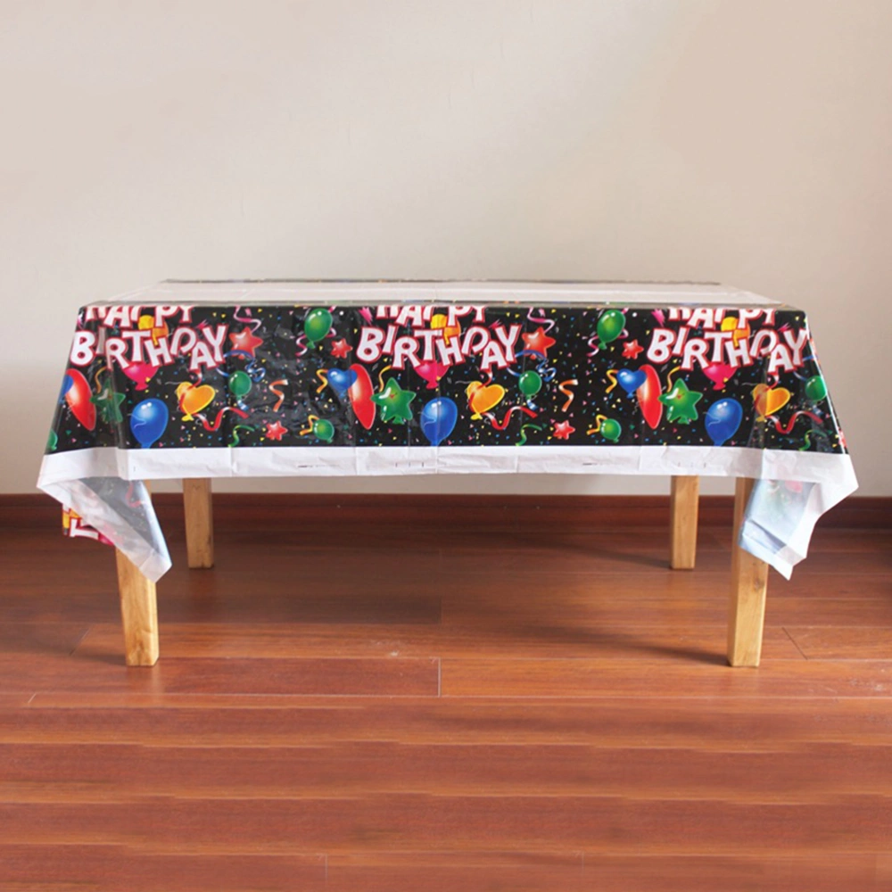 108x180cm Ballon Printed Disposable Tablecloth PE Plastic Tablecloth Party Supplies Black