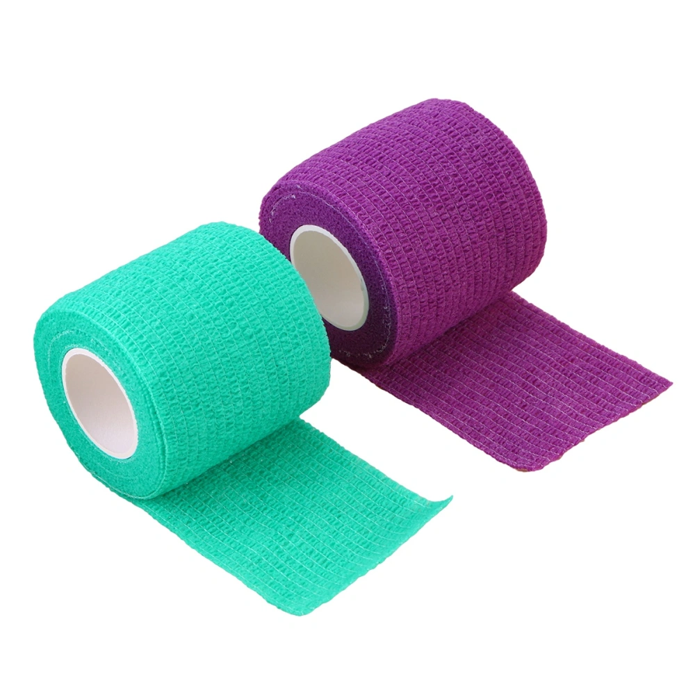 12Pcs Self-Adhesive Tape Bandage Rolls Non-woven Ventilate Flexible Wrap for Pets Support Tape (Blue-Green and Purple)