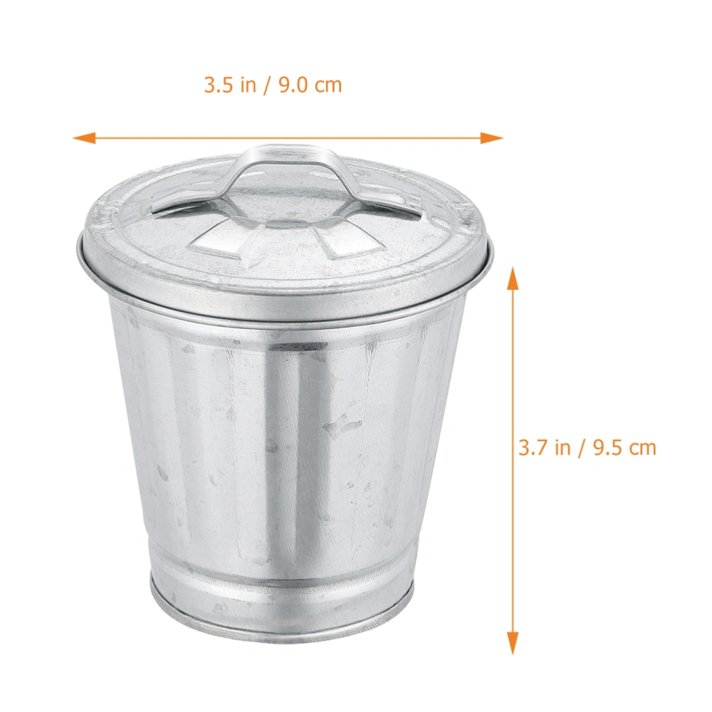 3pcs Lovely Mini Trash Can Flowerpot Metal Waste Bin Flowerpots with Lids