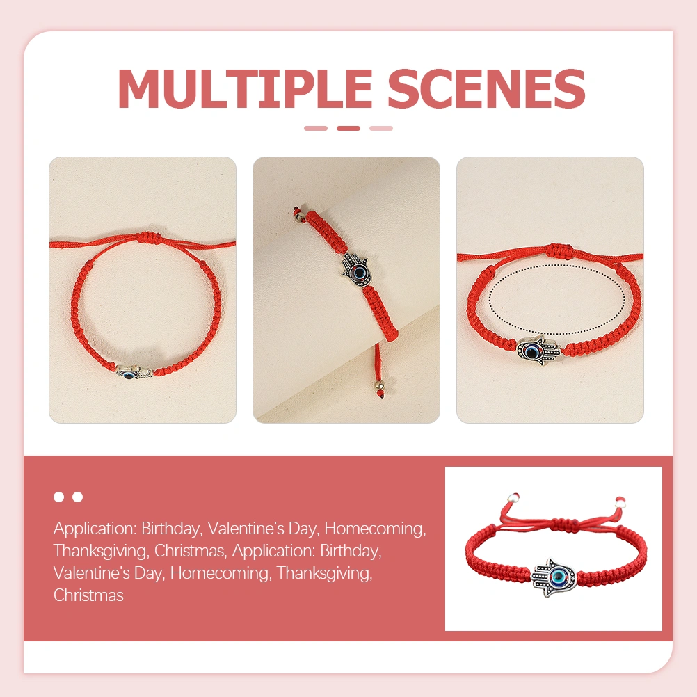 2pcs Handmade Evil Eye Braided Bracelet Evil Eye Charm Adjustable Bracelet Amulet Bracelets