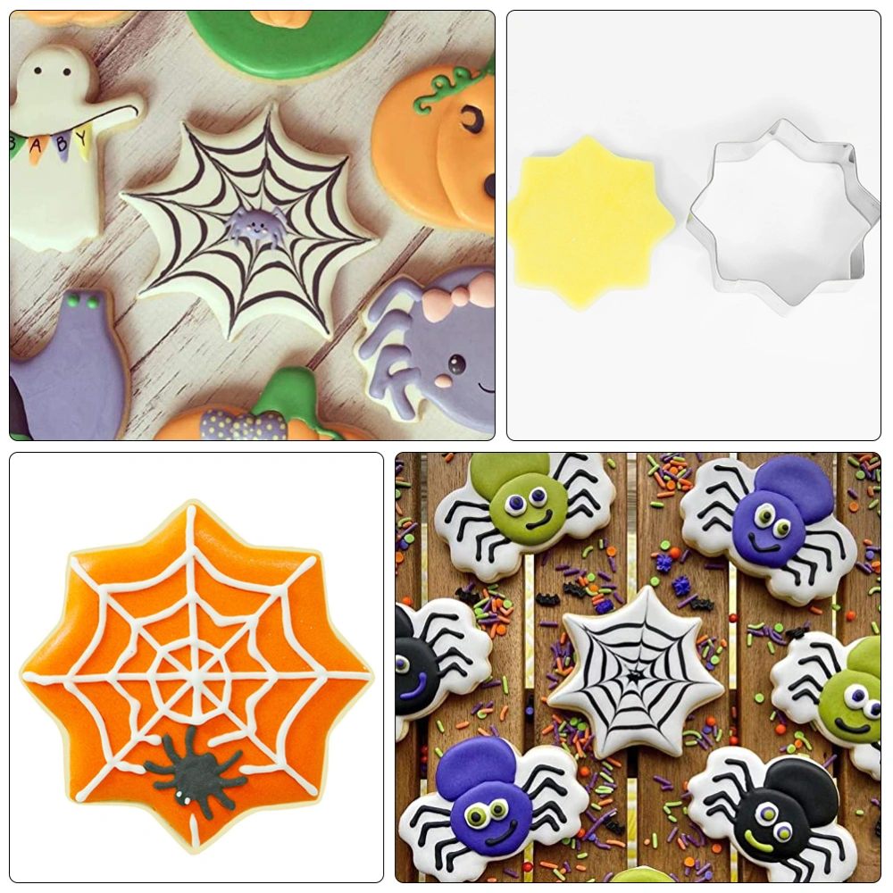 4pcs Halloween Style Baking Cookie Molds Stainless Steel Fruit Cutters (Silver)