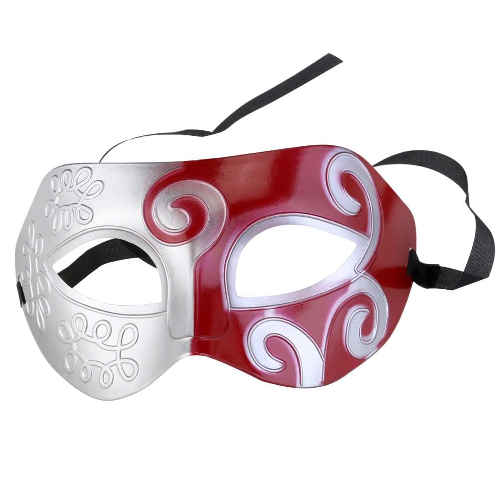 Retro Roman Greek Style Adult Men's Masquerade Mask for Halloween /Costume Party /Fancy Dress Ball (Silver+Red)