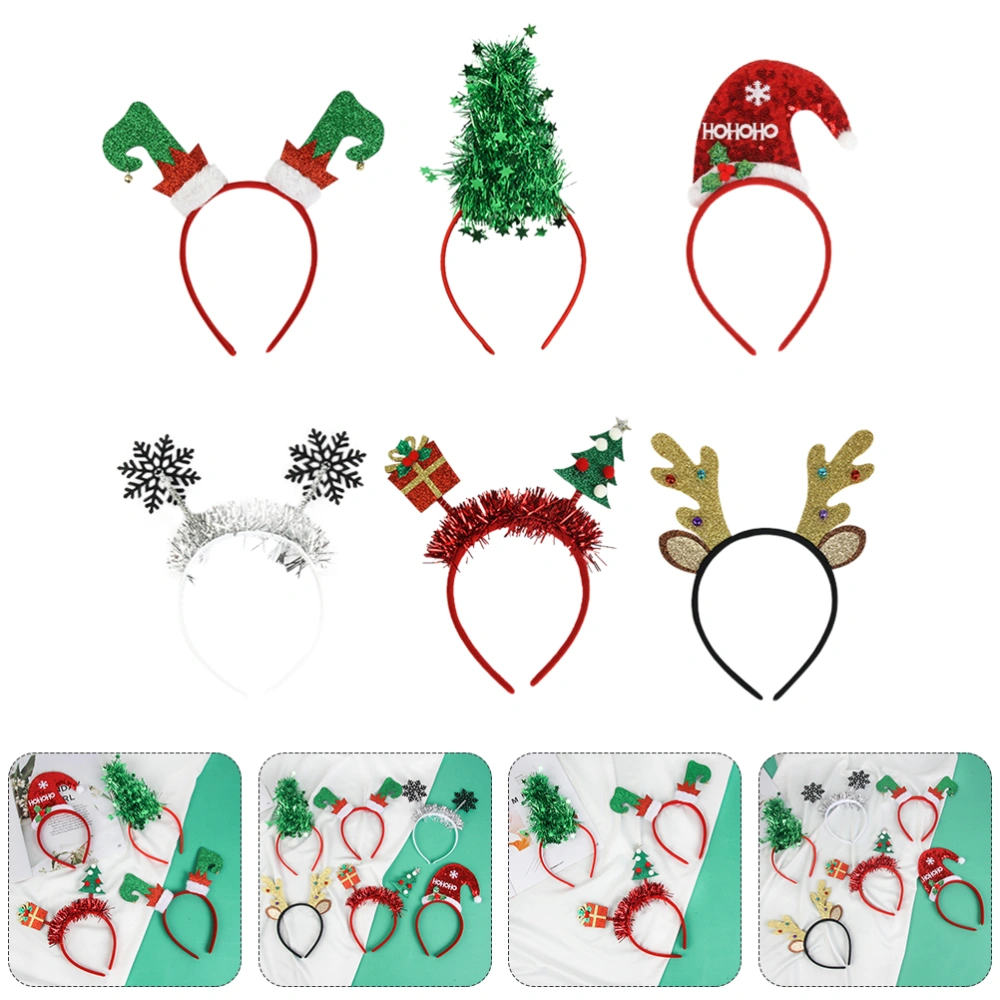 6Pcs Christmas Decorative Headband Xmas Hair Band Christmas Party Headdress