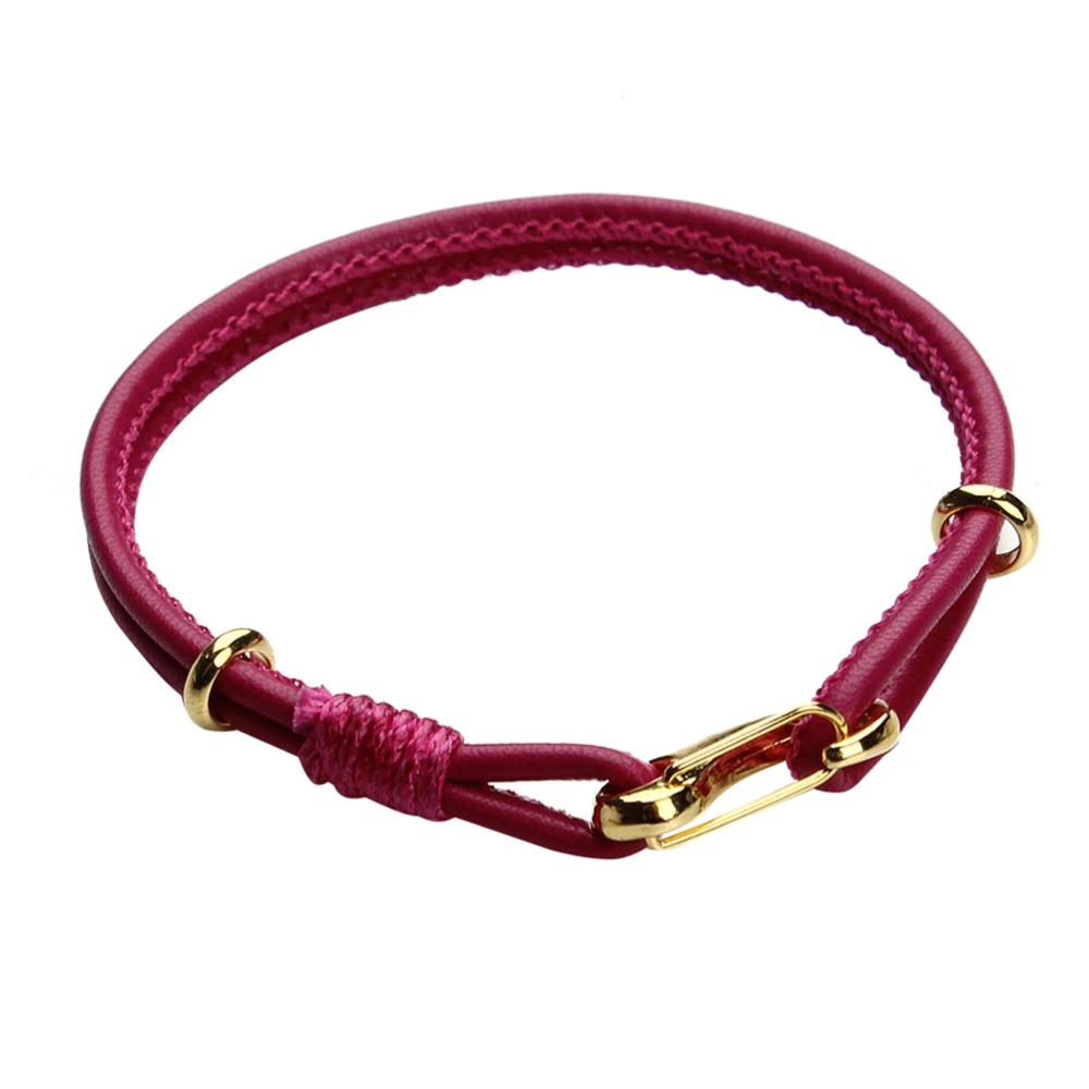 1PC Sheepskin Cord Bracelet All-match Hand Chain DIY Wrist Bangle Fashion Jewelry Supply for Woman (Rosy)